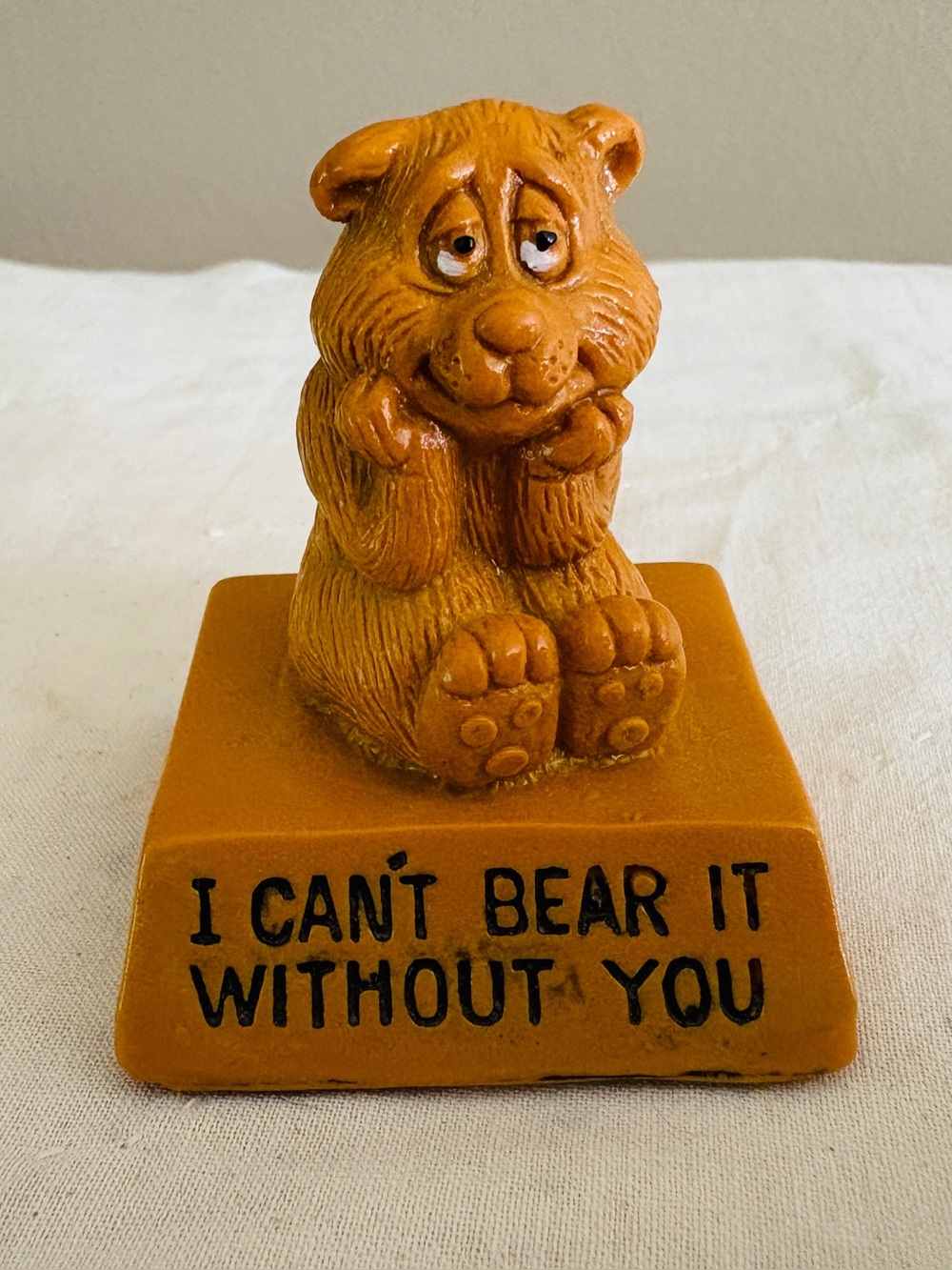 Vintage Wallace Berrie Co. Bear Figurine I Can't Bear It Without You 1974